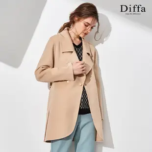 【Diffa】喀什米爾羊毛觸感翻領長大衣3868-1454