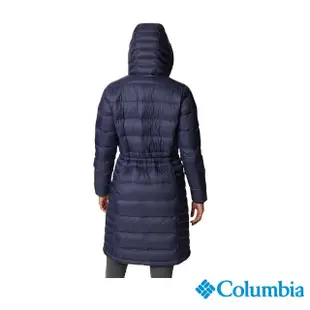 【Columbia 哥倫比亞 官方旗艦】女款- 金鋁點極暖600羽絨長版外套-深藍(UWR51090NY / 羽絨.防水.發熱)