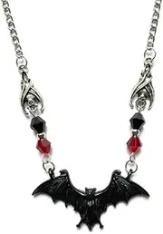 [RFTWXHPN] Halloween Bat Pendant Gothic Costume Necklace for Women & Men - Punk, Vampire, Black Bat Goth Necklace