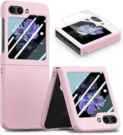 [MOJIA] Case for Samsung Galaxy Z Flip6 (Z Flip 6), Ultra Thin and Silky Feel Mobile Phone Case, Anti Drop and Anti-Scratch Protective Case, with Tempered Glass Screen Protector, Pink