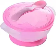 GREENADSCAPE Suction Bowls with Spoon Spill Proof Feeding Set Pink Durable and Safe for for Mess Mealtime