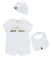 [Gucci Kids] Gucci Kids Baby cotton bodysuit, bib and hat set M 3-6 blue