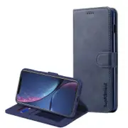 For Apple iPhone XR Case, SupRShield Wallet Leather Flip Magnetic Stand Case Cover For Apple (Navy Blue)
