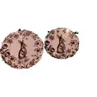 222 Fifth 12 pc TOILE BUNNY HILL 6 DINNER 6 SALAD PLATES PINK GOLD Porcelain NEW