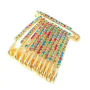 Colourful Saree/Safety Pins Brooch One Side of Safety Pin Decorated with Diam...