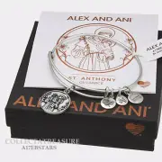 Authentic Alex and Ani Saint Anthony ii Rafaelian Silver Charm Bangle