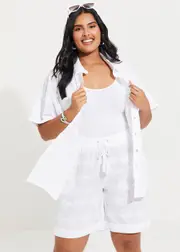 [Virtuelle] Taking Shape Cotton Palm Embroidered Shirt Size 20 in White - Plus Size Women's Clothing White