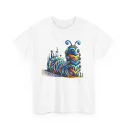 Unisex Adult T Shirt Caterpillar Geometric Multicolored Surreal Insect Tee Retro