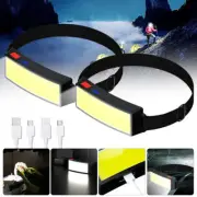 COB USB LED Headlamp Rechargeable Headlight Torch Work Light Bar Head Band Lamp