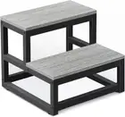 Step Stools for Adults Kids, 2 Step Stool, Heavy Duty Steel & Sturdy Wooden S...