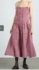 Damson Madder Faith Midi Dress - Cherry Gingham Red Organic Cotton Size 14 US