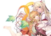 Anime blue eyes green blonde pointy ears tail Playmat Game Mat Desk