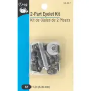Dritz 2-Part Eyelet Kit W/Tools 1/4" 15/Pkg-Gunmetal, 730-33-T