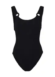 Hunza G Domino Seersucker Swimsuit - Black - One Size ONE SIZE