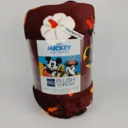 Disney Mickey Mouse Minnie Fall Leaves Plush Throw Blanket 5' x 6' The Big One