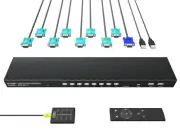 8 Port VGA KVM Switch with Remote USB Switche 8 Computers Share 1 Monitor 4