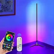 TheaPro Corner Floor Lamp RGB 1.63M LED Lamp with Remote Control/APP/Music Sync Dimmable Colour Changing, USB Plug Standing Mood Lighting for Living Room, Gaming Room,Black