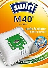 Swirl M 40 MicroPor Plus Vacuum Cleaner Bag for Miele Classic C1, Complete C2,C3 and More Vacuum Cleaners, Lockable Holding Plate, 10 Bags + 2 Filters