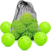 Pickleball Balls 12 Pack Outdoor Indooor Pickleball Balls USAPA Pickleball Approved Official Sports Pickle Balls Pickleballs for Outdoor Play,40 Holes Pickleball with Net Bag,Neon Green