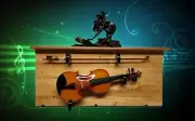 Rustic Violin Display and Shelf Golden Cabin Pine Finish Grandma Grandpa Gift