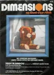 #6508 DIMENSIONS VINTAGE "TEDDY IN WINDOW" BEAR NO COUNT CROSS STITCH KIT - NIP!