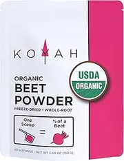 KOYAH - Organic USA Grown Beet Powder (1 Scoop = 1/2 Beet): 30 Servings, Whole-Root, 100% Freeze-dried