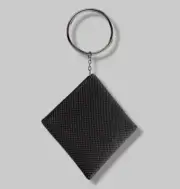 $199 Whiting & Davis Women's Black Diamond Ring Brass Mesh Wristlet Wallet Bag