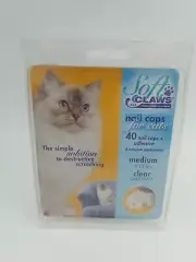 Soft Claws Nail Caps NEW Medium 9-13 lbs Cat Kitten Adhesive Clear 2473301 HG19