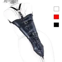 在飛比找Yahoo!奇摩拍賣優惠-cosplay 偽娘 黑色系帶版緊束單手套情趣背手緊束手束縛