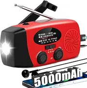 Alertsync 5000mah Emergency Weather Alert Radio, Hand Crank Radio Portable Phone Charger with 4 Modes Flashlight, AM/FM NOAA Solar Radio with SOS, Earphone Jack for Home Outdoor Emergency Hurricane