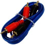 Blue 17' Ft Feet 5m Shielded RCA Cable 2 Male to 2 Male Home Car Audio Amplifier