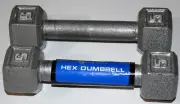 Pair of 5 Lb Cast Iron Hex Dumbbell Hand Weights Athletic Works 10 lbs Total