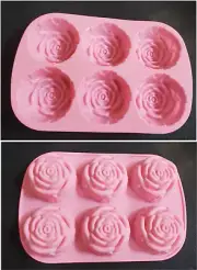 12 X Silicone Rose Muffin Cookie Cup Cake Baking Mold Maker Tools + Lg Tray NEW