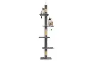 Zoomies Cat Tower 5 Tier Floor Standing Cat Tree - Adjustable Height (240-260cm) - Grey