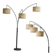4238-26 Trinity Arc Floor Lamp FinisH, Beige Burlap . Home Antique Bronze