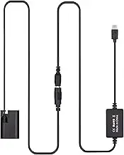 zolyet PD USB pe-C Cable to DR-E6 Dummy Battery DC Coupler LP-E6N Replaceme for 60D 70D 80D 5DS R 5D Mark IV III 5D4 5D3 5D2 II Black