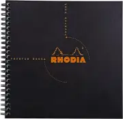 Wirebound 2-In1 Notepad & Notebook 5 X 5 Grid Reverse Book, Black