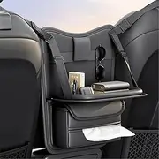 Raksonic Car Handbag Holder Car Organizer with Folding Table and Tissue Box Leather Material Multifunctional Storage Waterproof and Anti-fouling Can be used for both front and rear seats（Black）