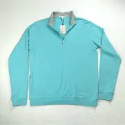 Peter Millar Men's Crown Comfort Quarter Zip Golf Pullover, Small, Aqua Blue