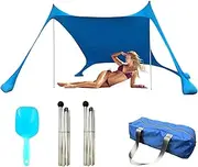 Beach Shade Canopy | Camping Sun Shelter,UPF50+ Protection Camping Sunshade Includes Sand Shovel, Stability Poles for Fishing, Picnics, Backyard Fun