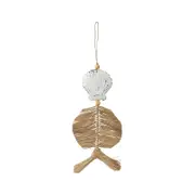 Willow & Silk Handcrafted Wooden Shell w/Grass Wall Art Home Decor 18x50cm