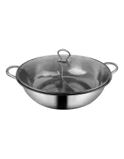 [Toque] Twin Mandarin Duck Hot Pot Induction Cookware Lid 36cm in Silver