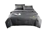 Air Conditioning Quilt Set Lightweight Blanket for Summer Hot Sleeper-4 Pieces, Dark Grey