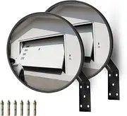 CNQLIS 8 Inch Convex Mirror Outdoor with Adjustable Wall Fixing Bracket,Blindspot Traffic Mirror for Driveway Garage Park Outdoor Wide Angle View Curved Security Blind Spot Mirrors（2 Pcs）