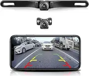 WiFi Car Wireless Backup Camera, GreenYi 5G 720P HD Car License Plate Rear/Front View Reverse Camera for iPhone iPad Android Smart Phones Tablets Which Support Double Band WiFi(2.4Ghz and 5Ghz)