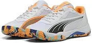 Unisex Nova Court Tennis Shoe, Puma White PUMA Black Vivid Blue Heat Fire, 6.5 US
