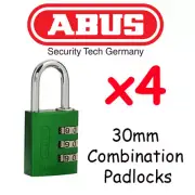 ABUS Combination Padlocks - Resettable 30mm x4 BULK LOT High quality - GREEN