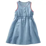 《CUPIO》現貨童裝 OSHKOSH EMBROIDERED CHAMBRAY DRESS 可愛挖背連身裙(4Y)