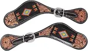 Horse Western Cowboy Boot Leather Antique Floral Tooled Spur Straps 74FKSpurStrap
