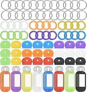 BDS-HOME 96Pcs Key Caps Covers Tags, Silicone Key Cap Sleeve, Plastic Tags Labels, Metal Key Rings Identifiers for Keys Organization distinguish The Different Keys, Multicolored